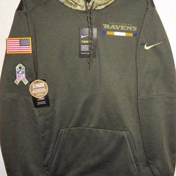 Nwt 100% Nike 2017 Baltimore Ravens Salute To Service Hoodie Sweatshirt NFL 17 - Picture 3 of 4